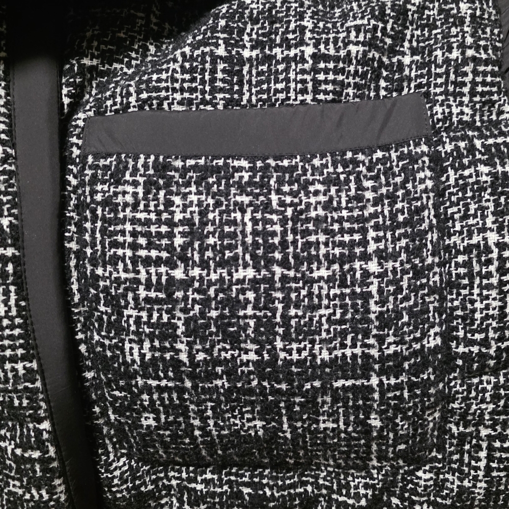 Bernardo Women's XXL Stylish Blended Wool Black and White Tweed Puffer Jacket - Picture 9 of 12